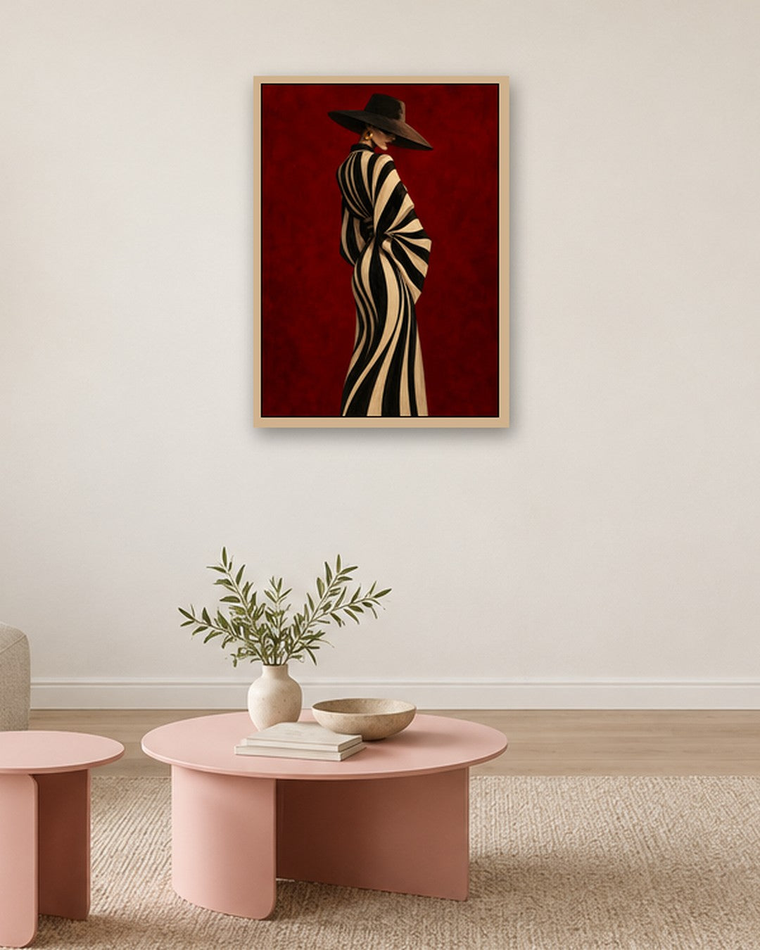 Paige Hilton - Stripe Study - oak frame in a room