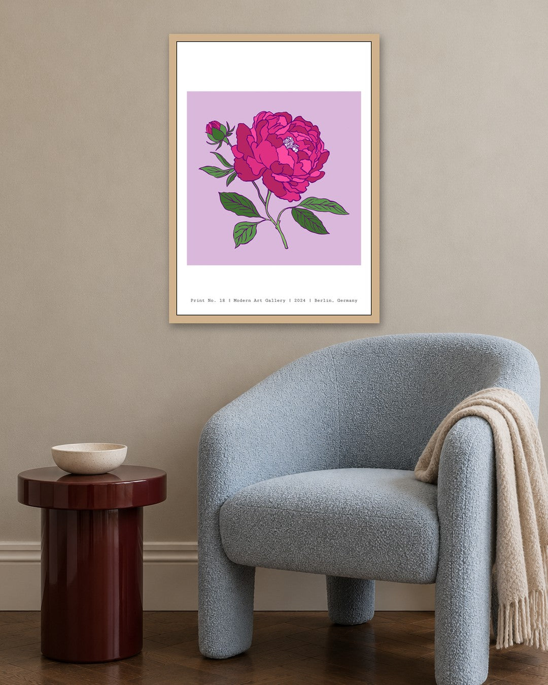 SENT Studio - Flower Poster No. 18 - oak frame in a room