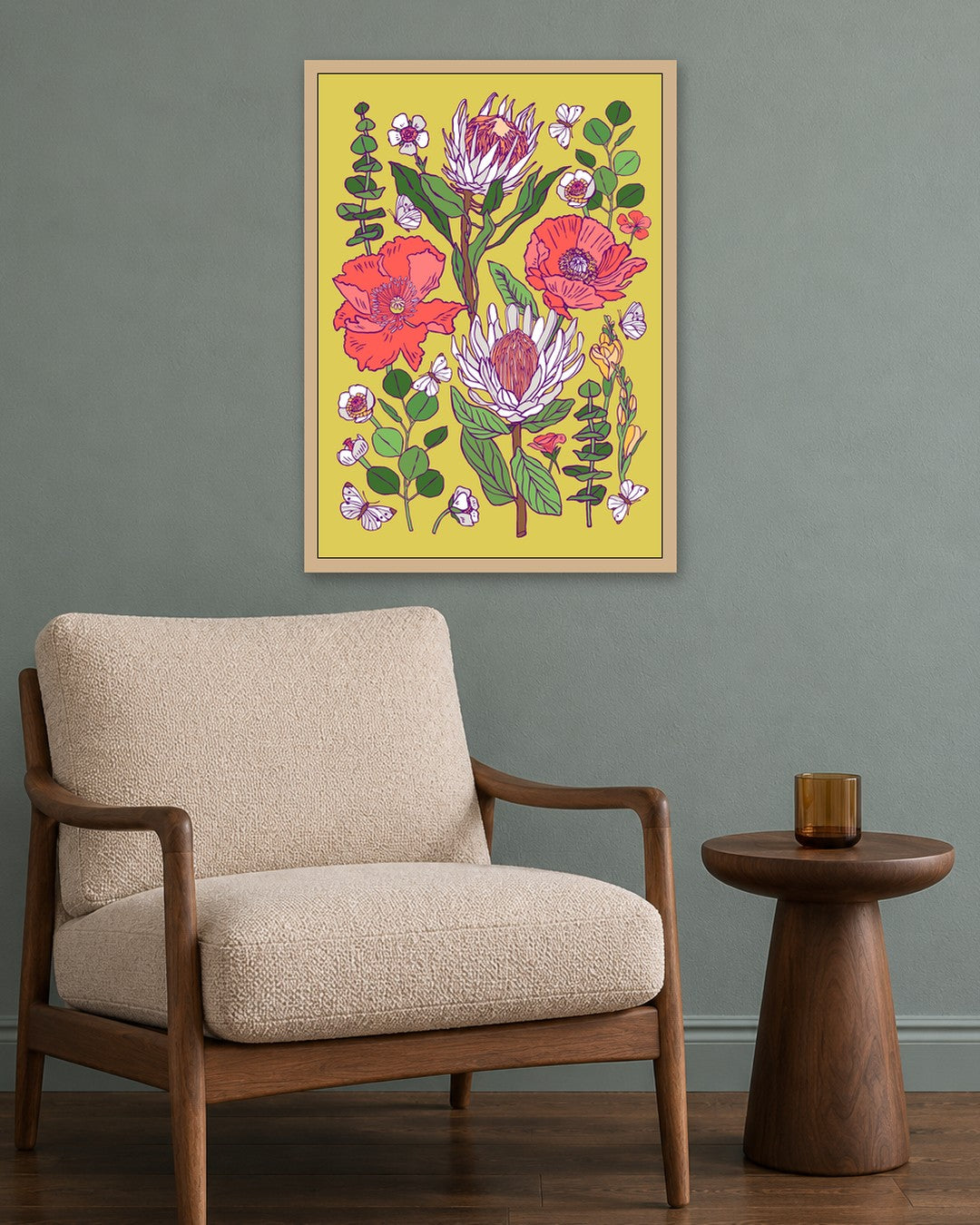 SENT Studio - Flower Poster No. 3 - oak frame in a room
