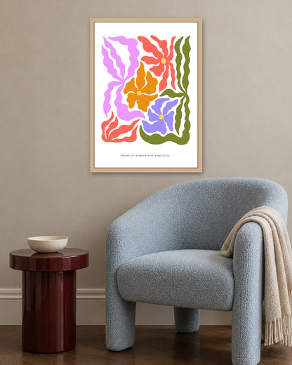 SENT Studio - Blooming Flowers Poster No. 12 - oak frame in a room