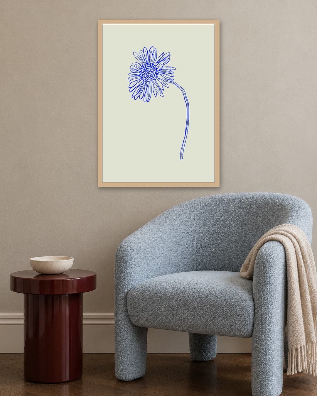 SENT Studio - Blooming Flowers Poster No. 56 - oak frame in a room