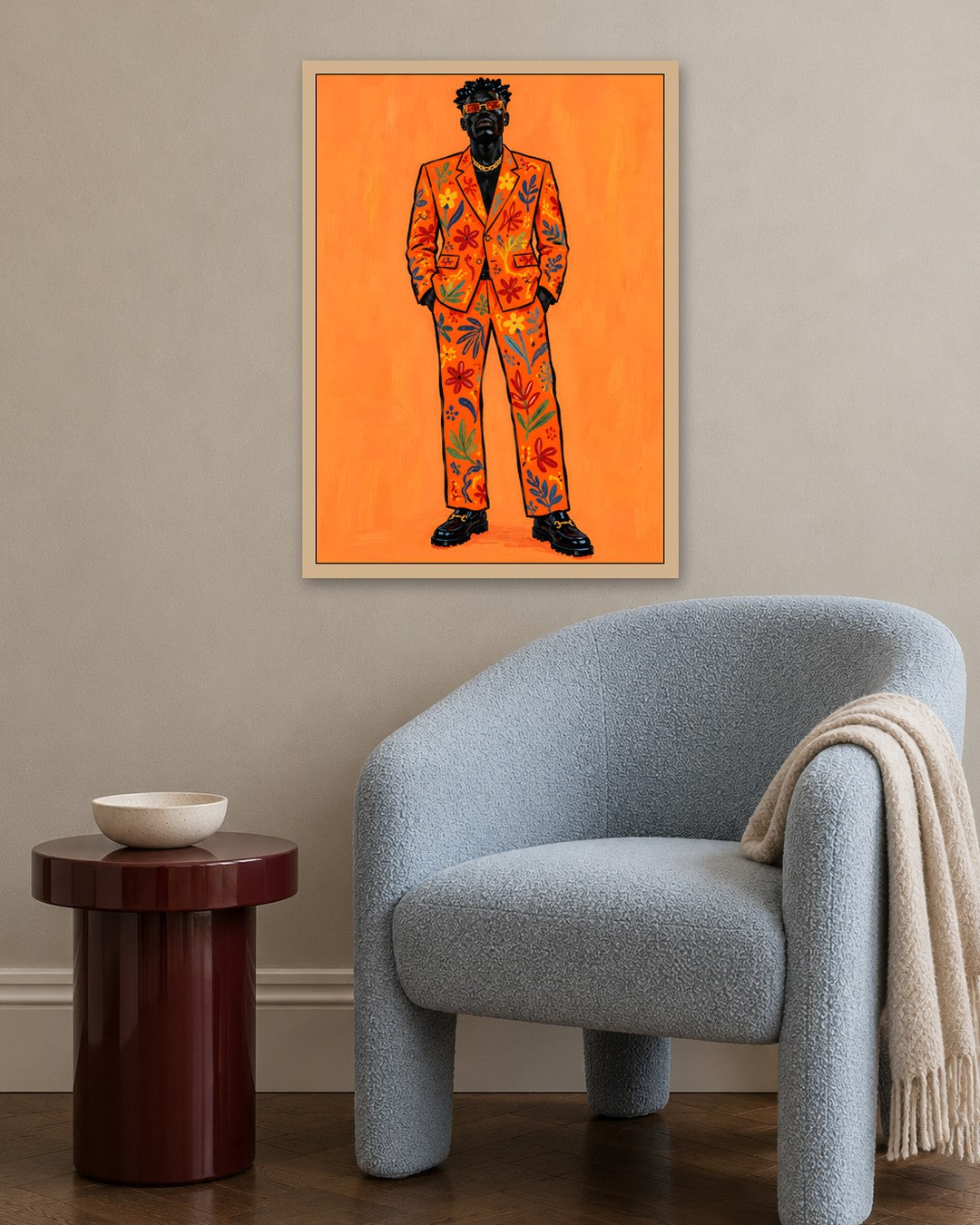 John Smart - Marigold Suit - oak frame in a room