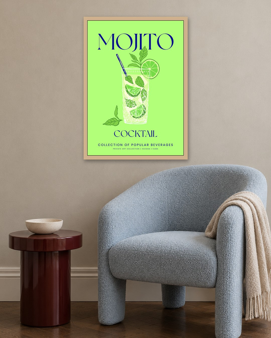 SENT Studio - Cocktail Poster No. 5 - oak frame in a room