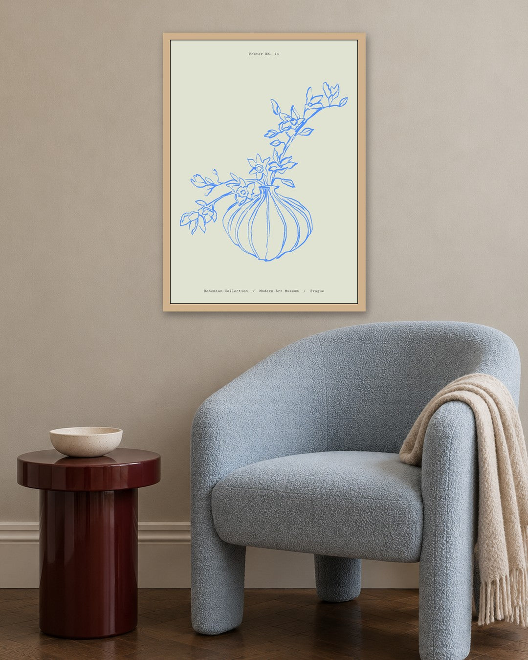 SENT Studio - Blooming Flowers Poster No. 14 - oak frame in a room