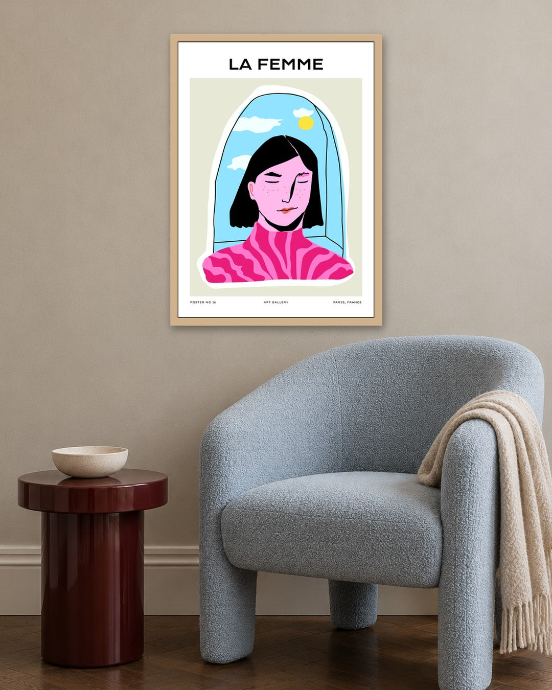 SENT Studio - Aesthetic Poster No. 16 - oak frame in a room