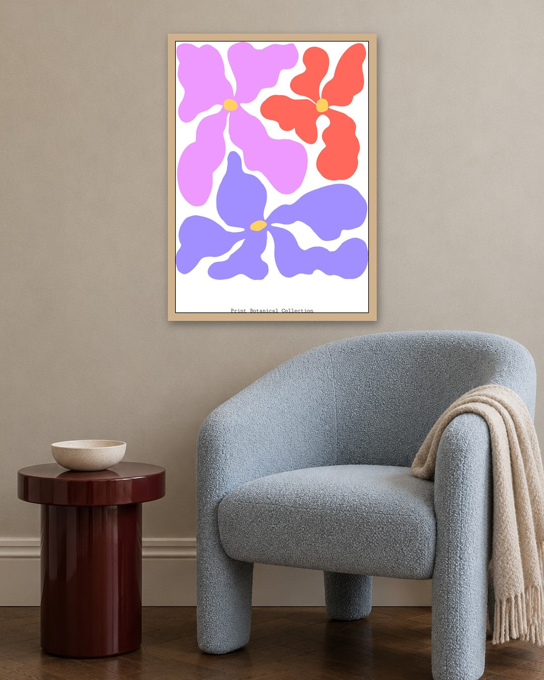 SENT Studio - Blooming Flowers Poster No. 30 - oak frame in a room