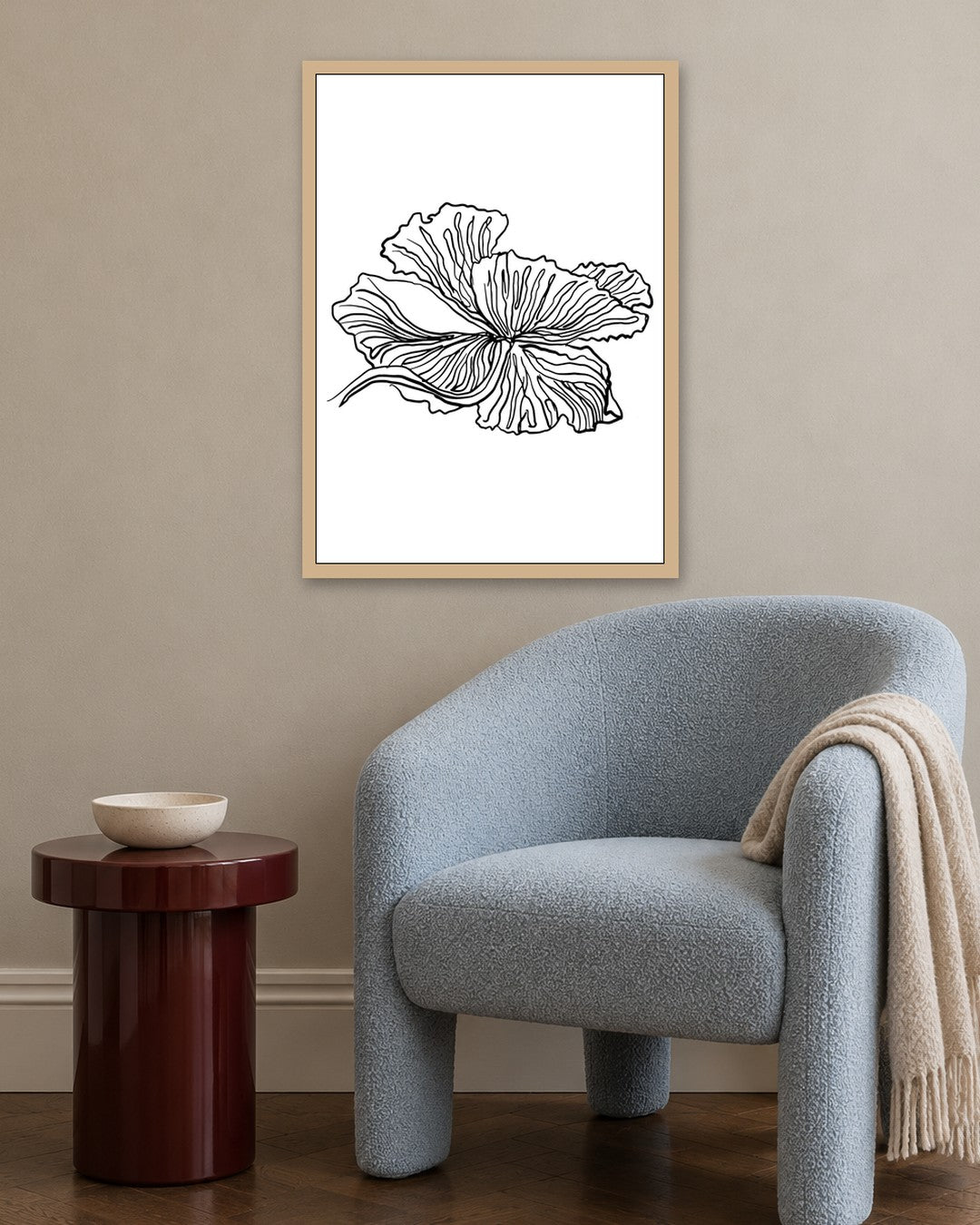 SENT Studio - Blooming Flowers Poster No. 23 - oak frame in a room