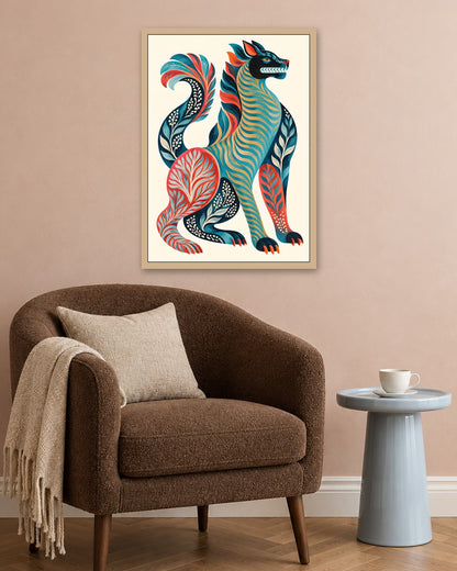 Gracie Cole - Folk Wolf - oak frame in a room