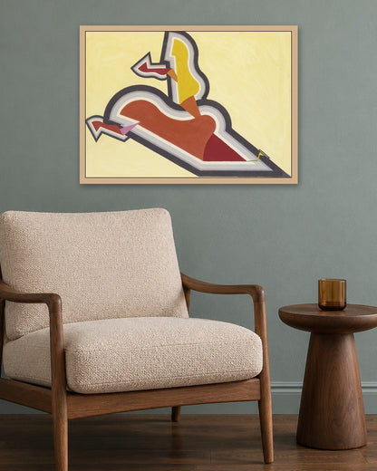 Joseph Schillinger - Study in Rhythm: Red and Gold - oak frame in a room