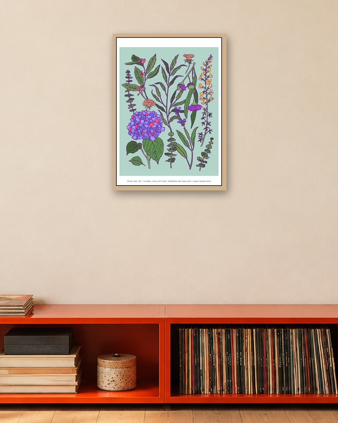 SENT Studio - Flower Poster No. 8 - oak frame in a room