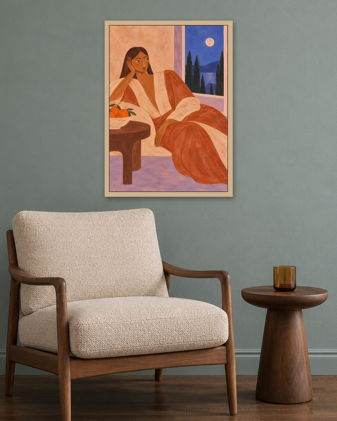 Alice Fray - Moonlit Recline - oak frame in a room