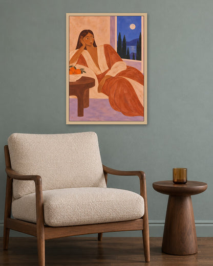 Alice Fray - Moonlit Recline - oak frame in a room