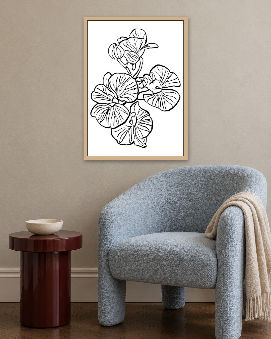SENT Studio - Blooming Flowers Poster No. 8 - oak frame in a room