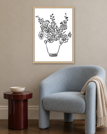 SENT Studio - Blooming Flowers Poster No. 12 - oak frame in a room