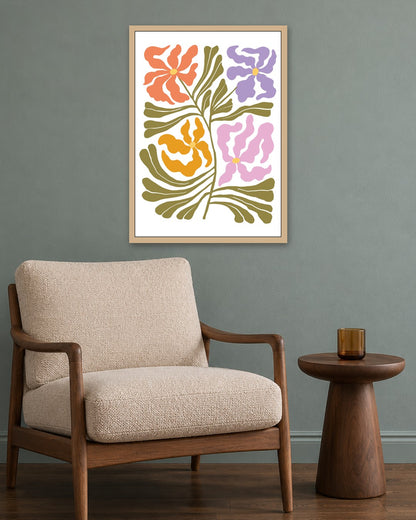 SENT Studio - Blooming Flowers Poster No. 48 - oak frame in a room