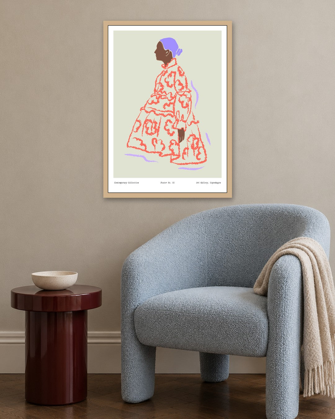 SENT Studio - Blooming Flowers Poster No. 1 - oak frame in a room
