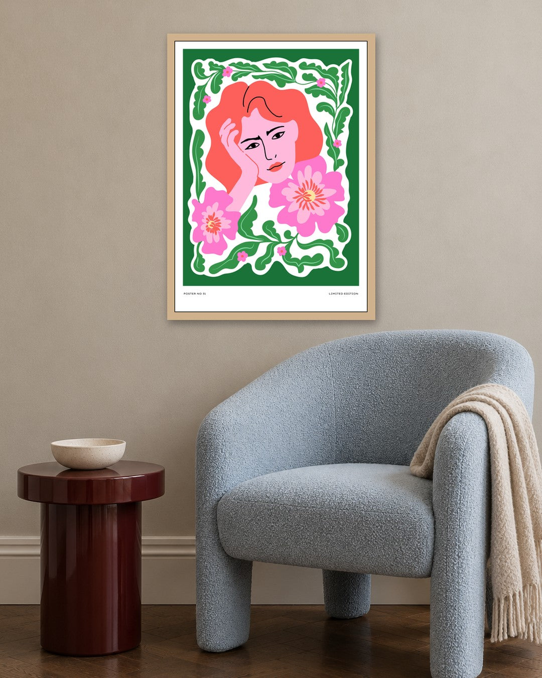 SENT Studio - Aesthetic Poster No. 31 - oak frame in a room