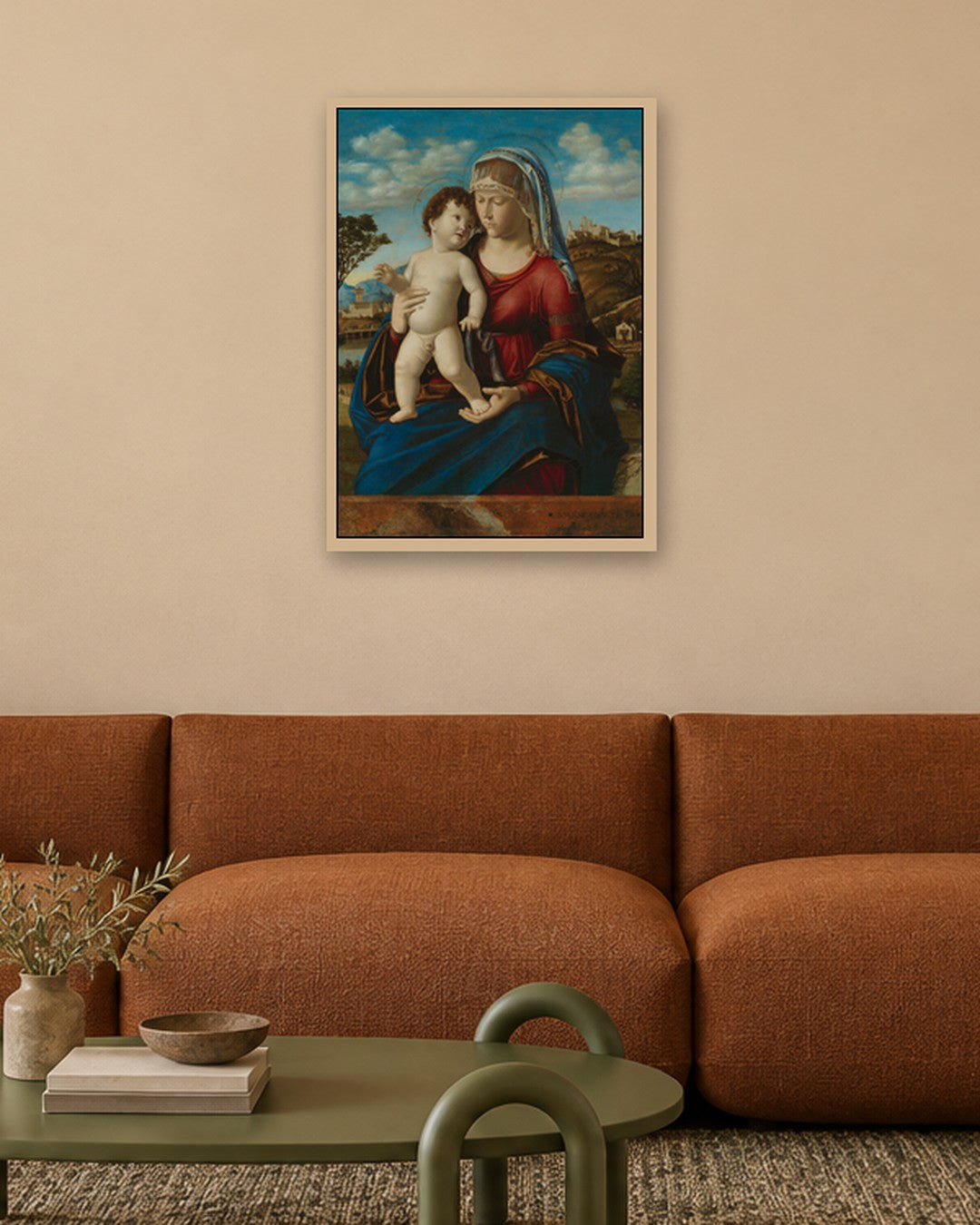 Renaissance Masters - Madonna and Child - oak frame in a room