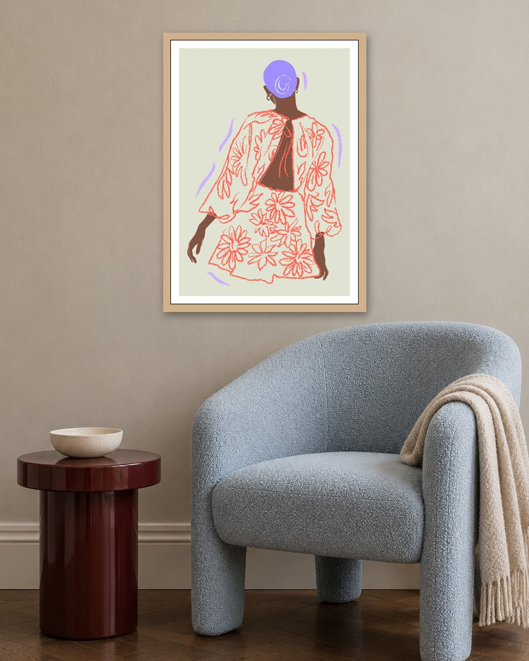 SENT Studio - Blooming Flowers Poster No. 38 - oak frame in a room