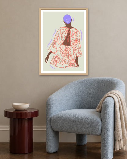 SENT Studio - Blooming Flowers Poster No. 38 - oak frame in a room