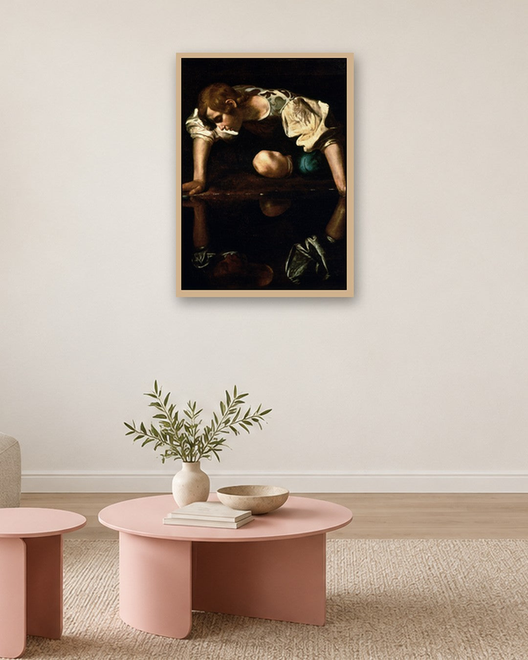 Caravaggio - Narcissus - oak frame in a room