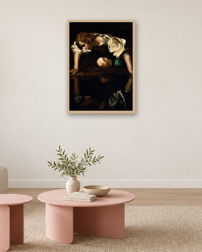 Caravaggio - Narcissus - oak frame in a room