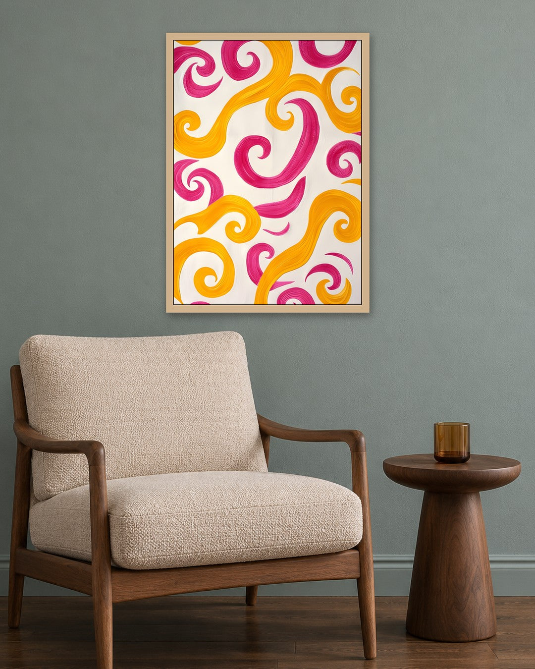 SENT Studio - Abstract Swirls - oak frame in a room