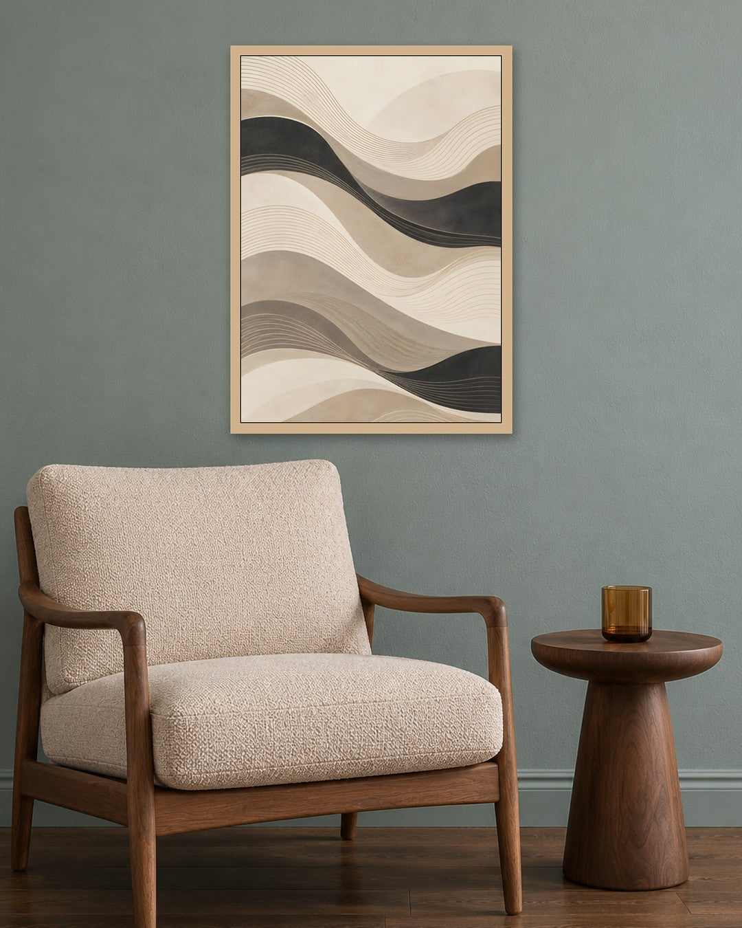 Hugo Morgan - Layered Sand Dune Waves - oak frame in a room