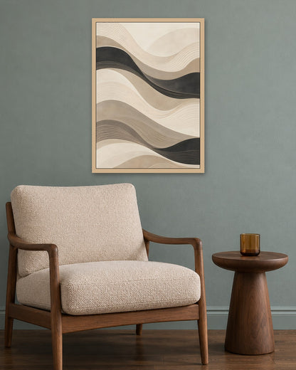 Hugo Morgan - Layered Sand Dune Waves - oak frame in a room