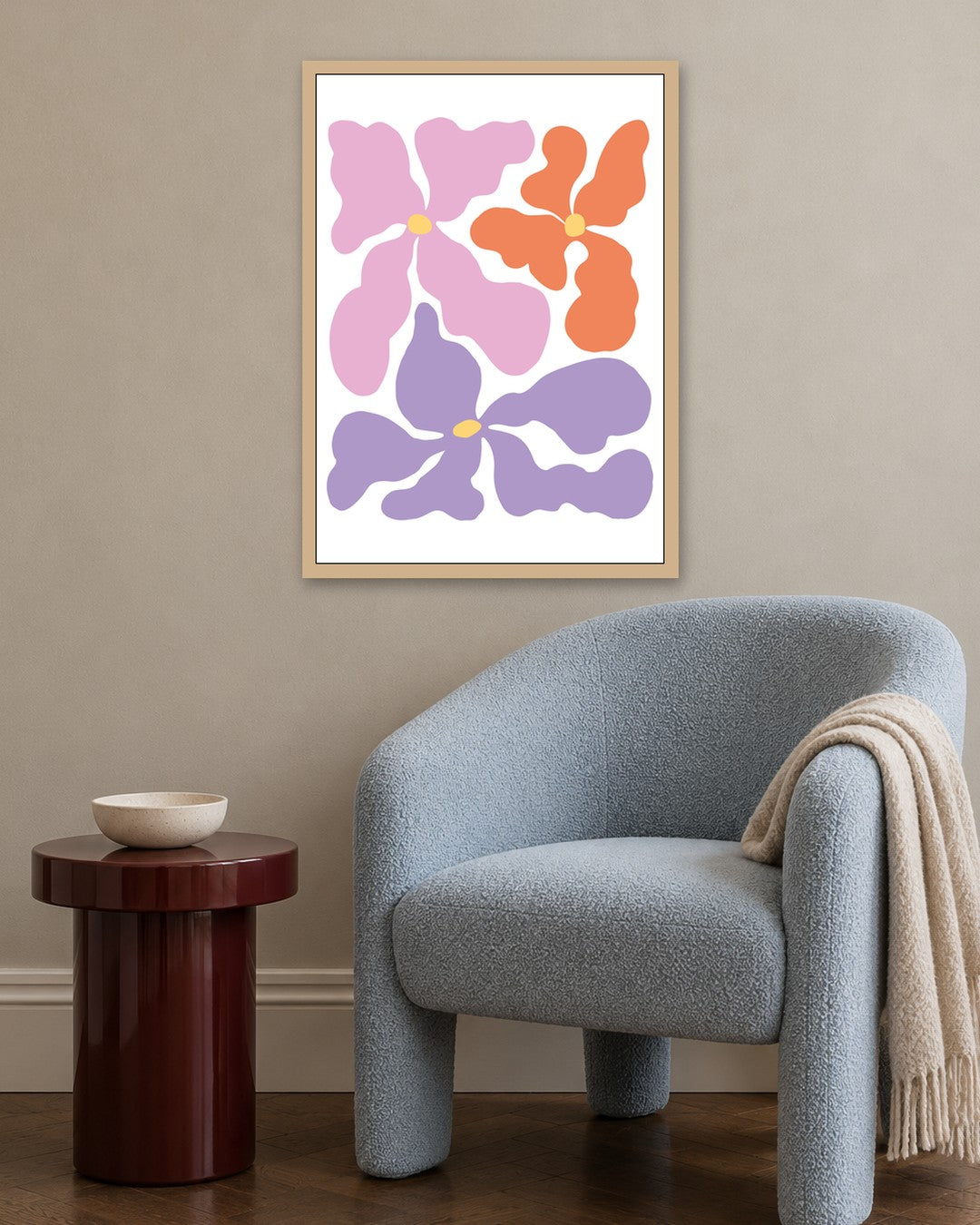 SENT Studio - Blooming Flowers Poster No. 39 - oak frame in a room