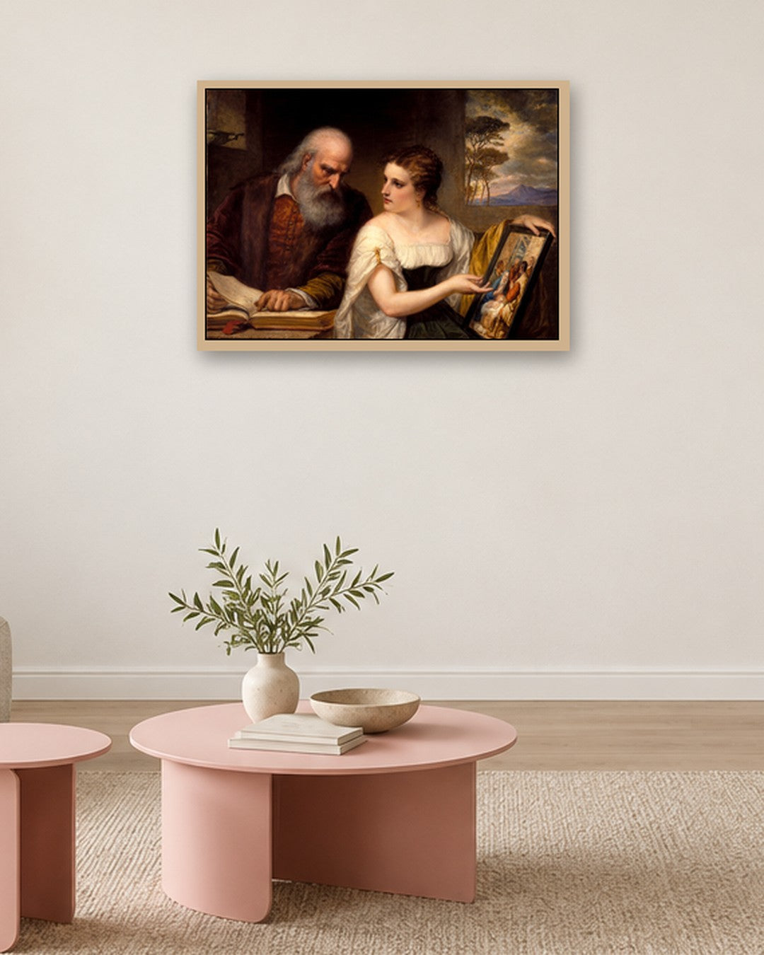 Titian - The Painter and His Muse - oak frame in a room