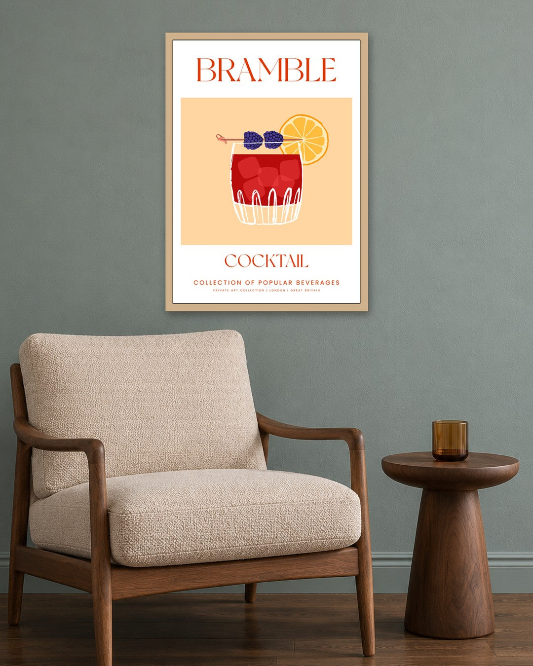 SENT Studio - Cocktail Poster No. 33 - oak frame in a room
