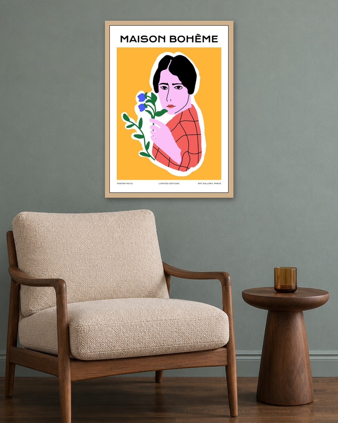 SENT Studio - Aesthetic Poster No. 1 - oak frame in a room