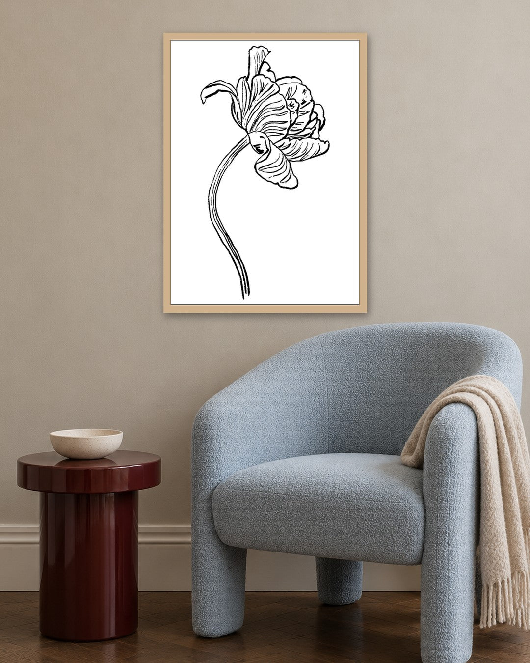 SENT Studio - Blooming Flowers Poster No. 33 - oak frame in a room