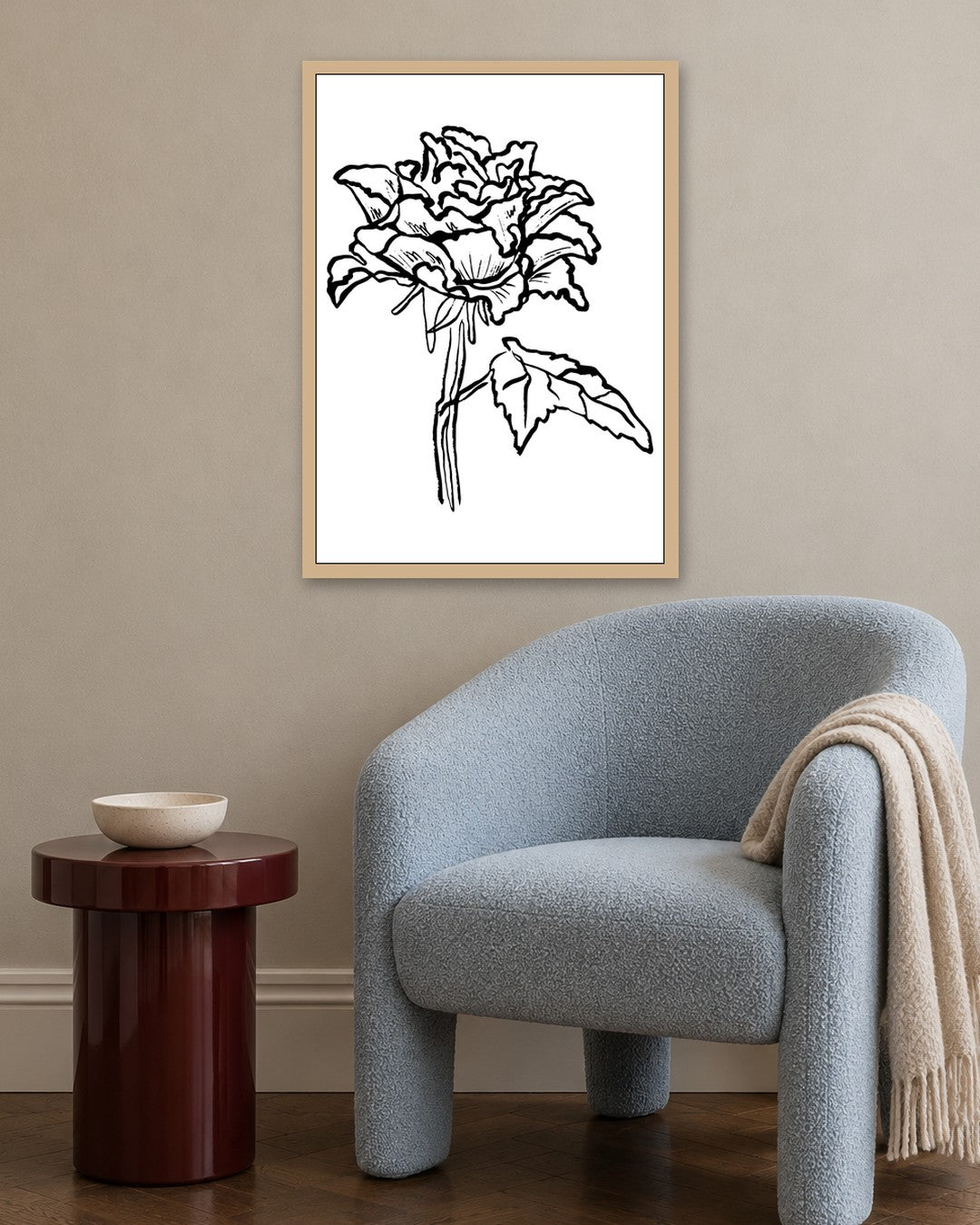 SENT Studio - Blooming Flowers Poster No. 21 - oak frame in a room