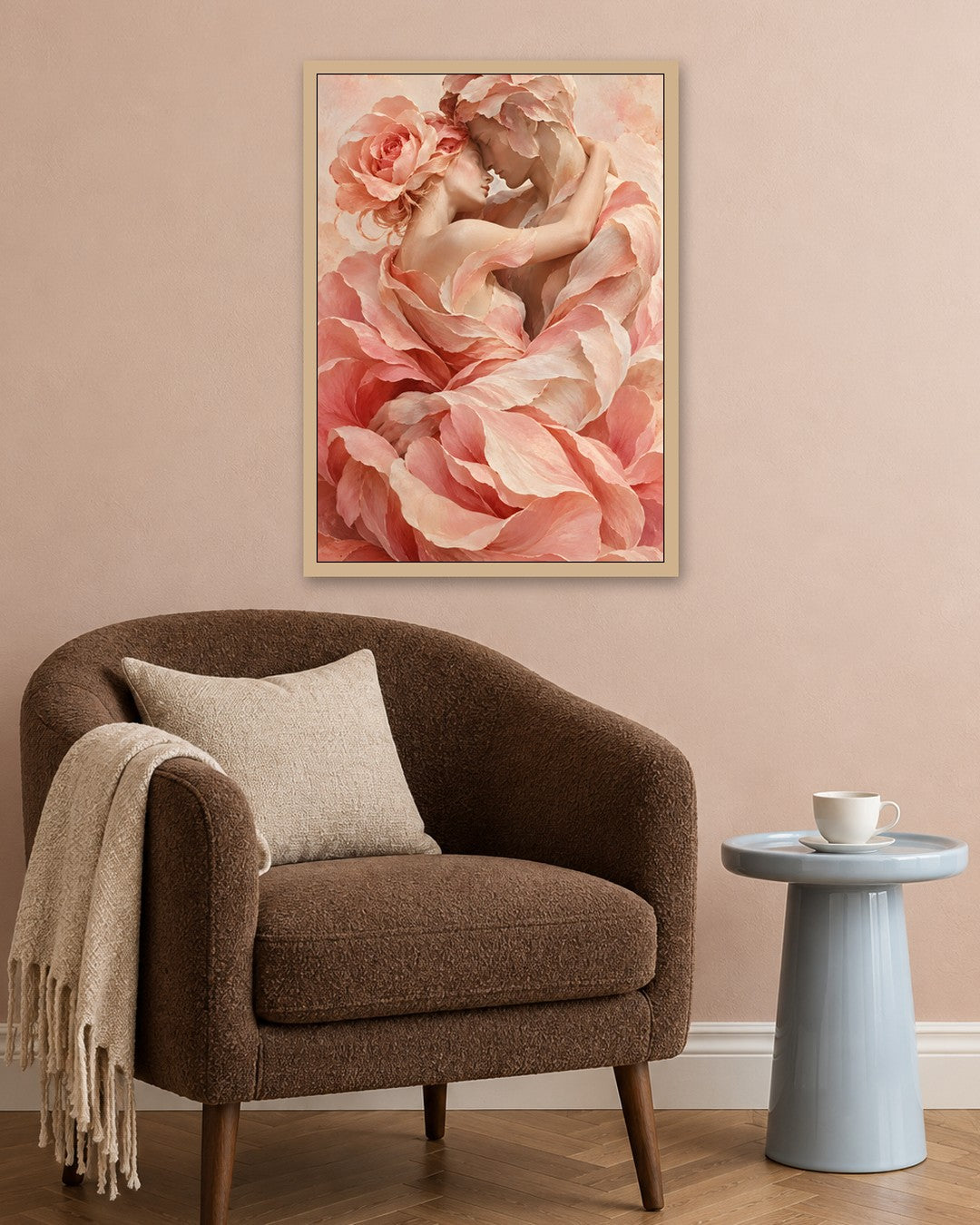 Hugo Morgan - Petal Wrapped Tender Embrace - oak frame in a room