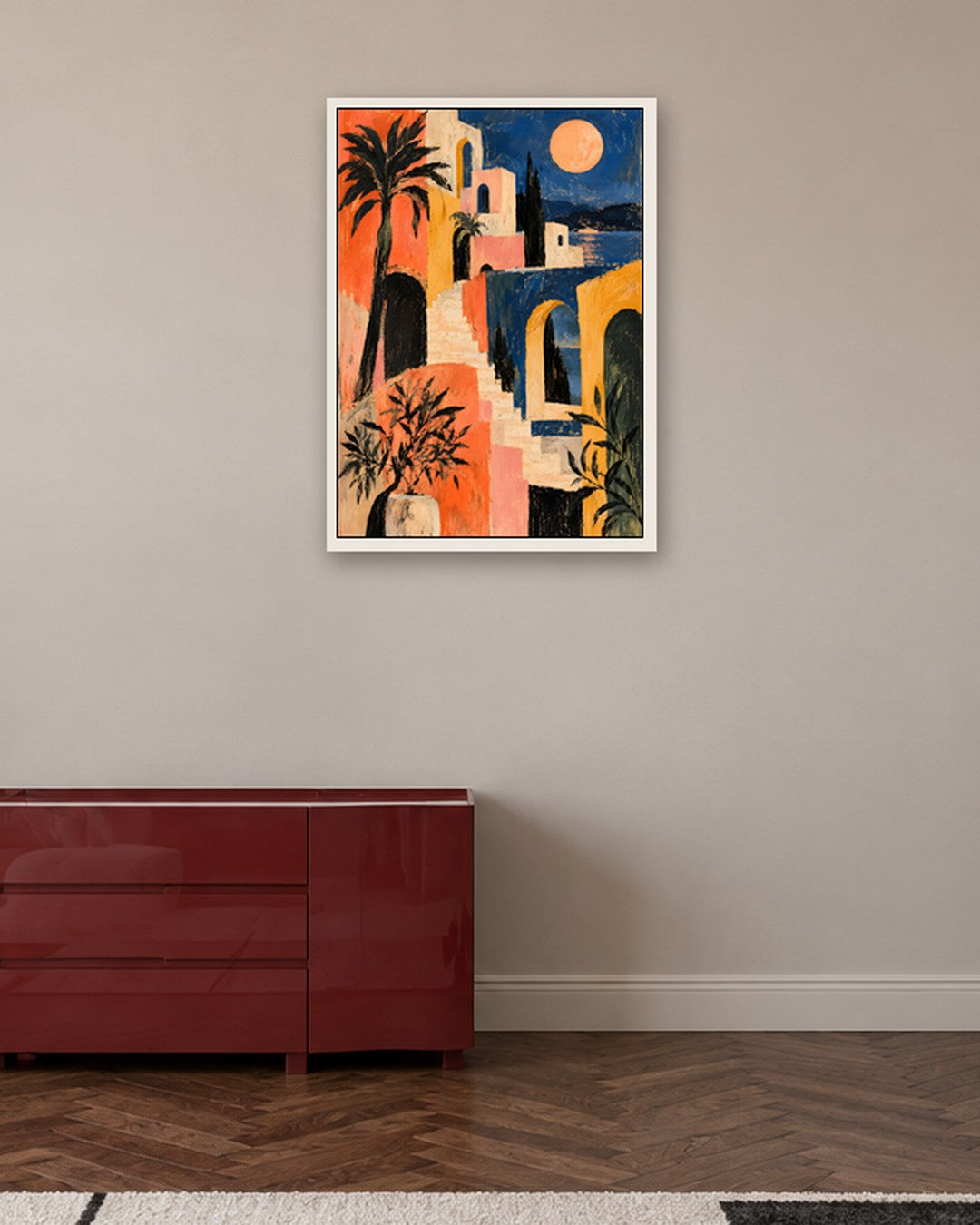 Faris Mcgee - A Vertical Painterly Abstract Modernist Mediterr - white frame in a room