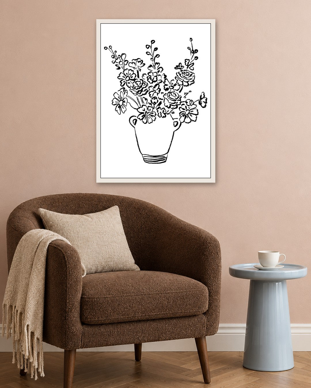 SENT Studio - Blooming Flowers Poster No. 12 - white frame in a room
