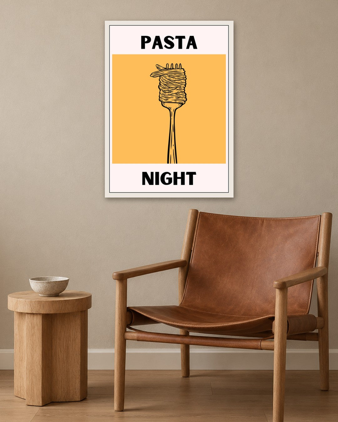 Pasta Night - white frame in a room