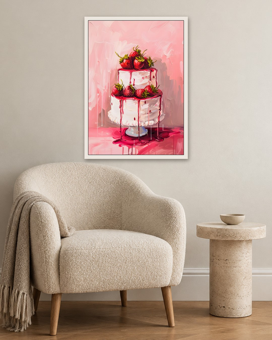 SENT Studio - Strawberry Cake - white frame in a room