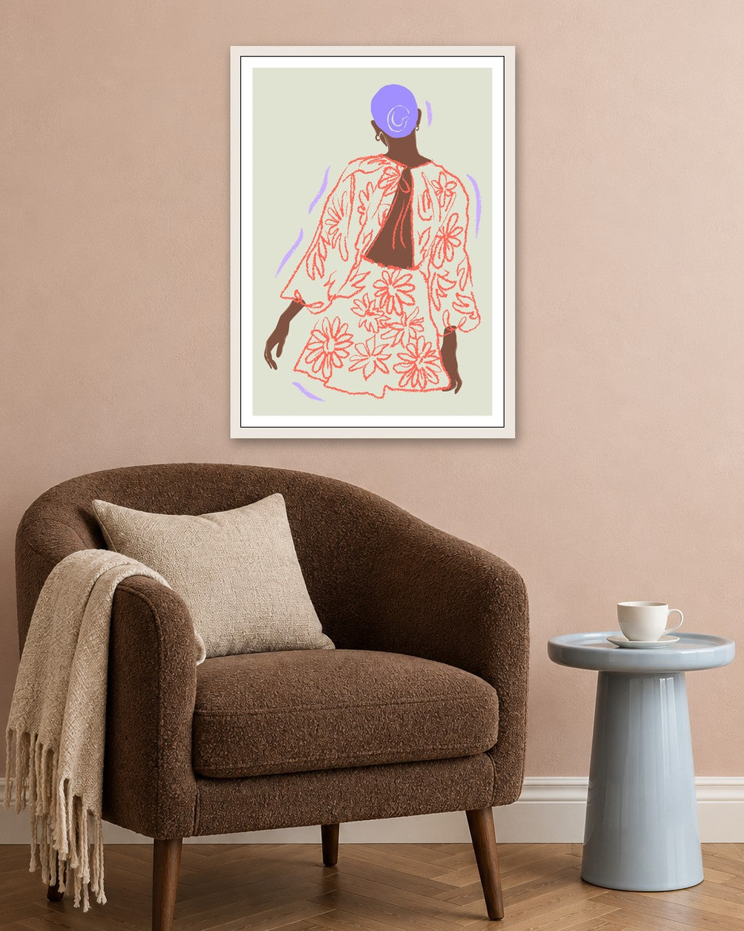 SENT Studio - Blooming Flowers Poster No. 38 - white frame in a room