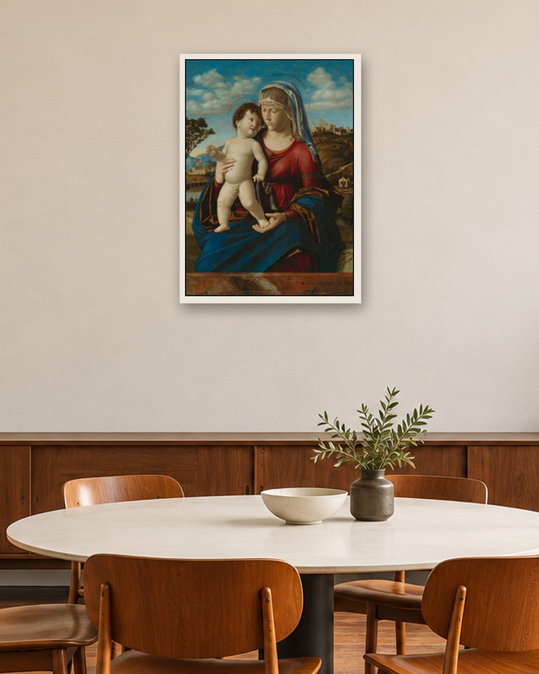 Renaissance Masters - Madonna and Child - white frame in a room