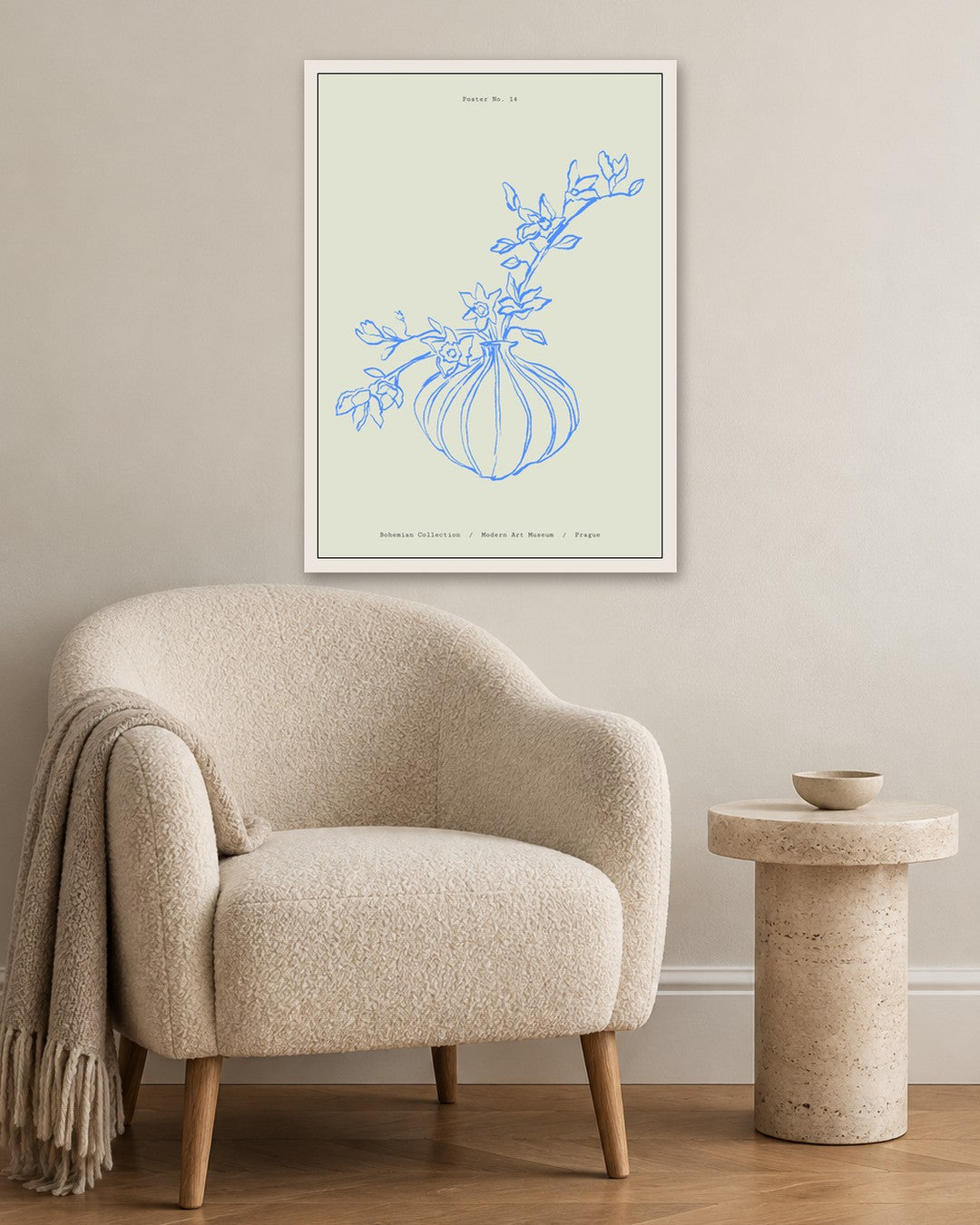 SENT Studio - Blooming Flowers Poster No. 14 - white frame in a room