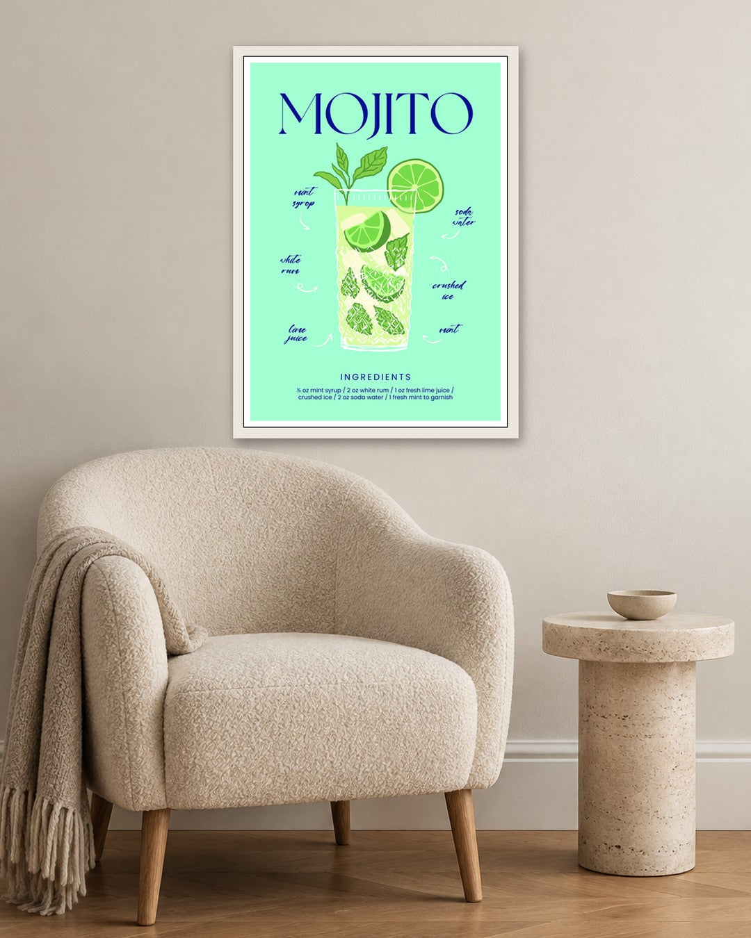 SENT Studio - Cocktail Poster No. 46 - white frame in a room