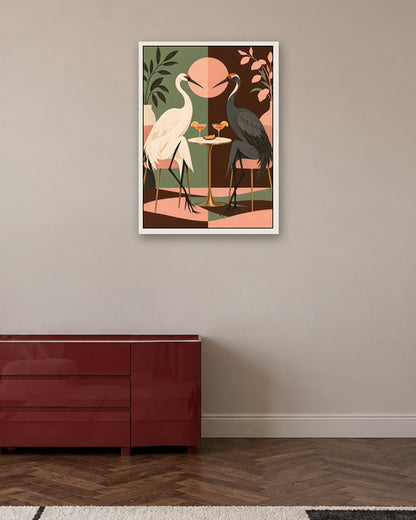 Elise Rowan - Cocktail Cranes - white frame in a room