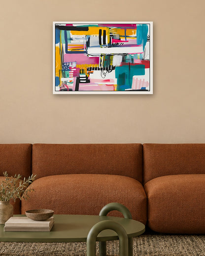 SENT Studio - Abstract Collage No. 39 - white frame in a room