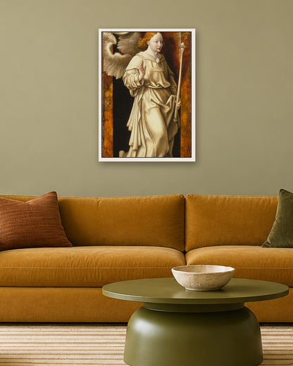 Renaissance Masters - Angel with a Sceptre - white frame in a room