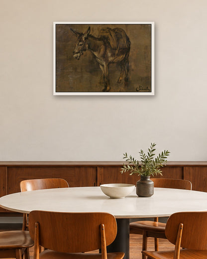 Carl Schuch - Donkey - white frame in a room
