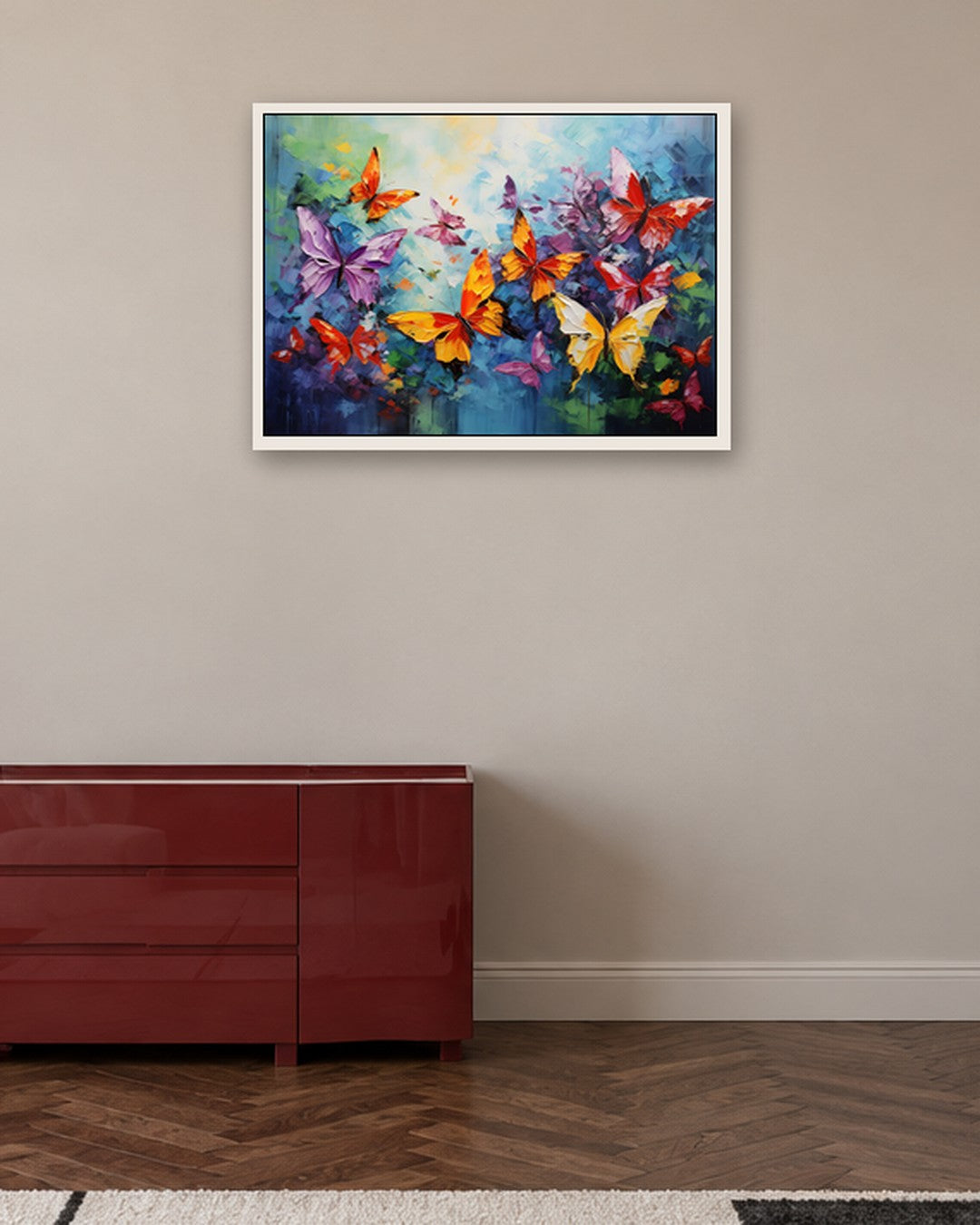 SENT Studio - Butterflies No. 18 - white frame in a room
