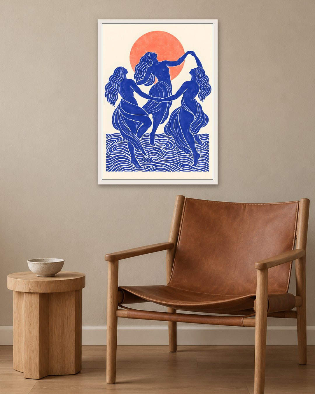 Yavr Johanssen - Indigo Dance Beneath the Coral Sun - white frame in a room